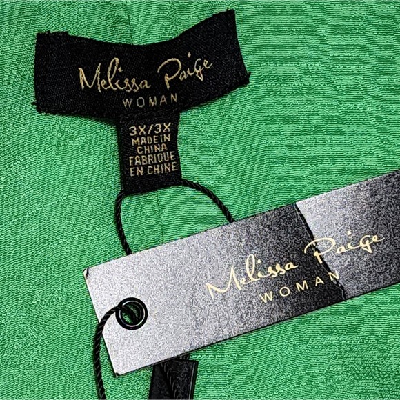 Melissa Paige Kelly Green boho Crepe asymmetrical tunic plus size 3X new - Picture 5 of 5